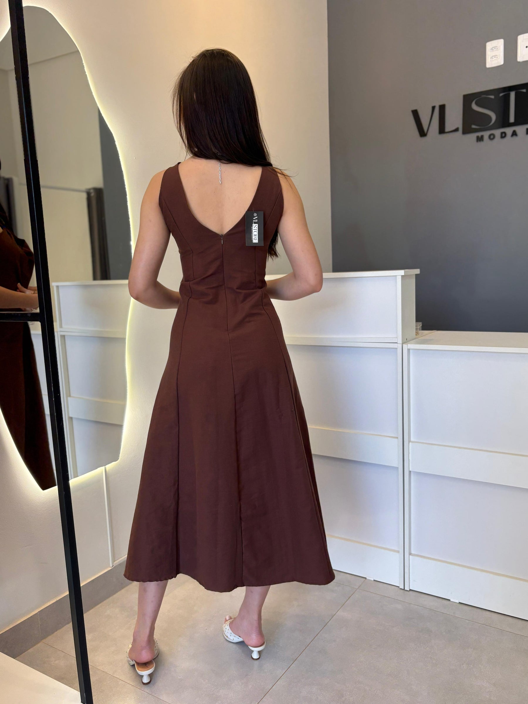 Vestido Midi Linho Amarelo (P)