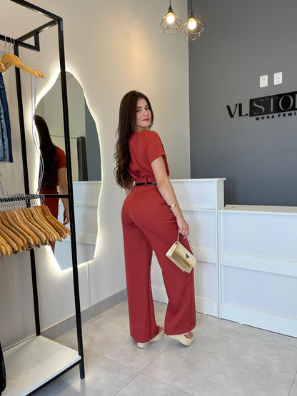 Conjunto Calça Alfaiataria Marsala