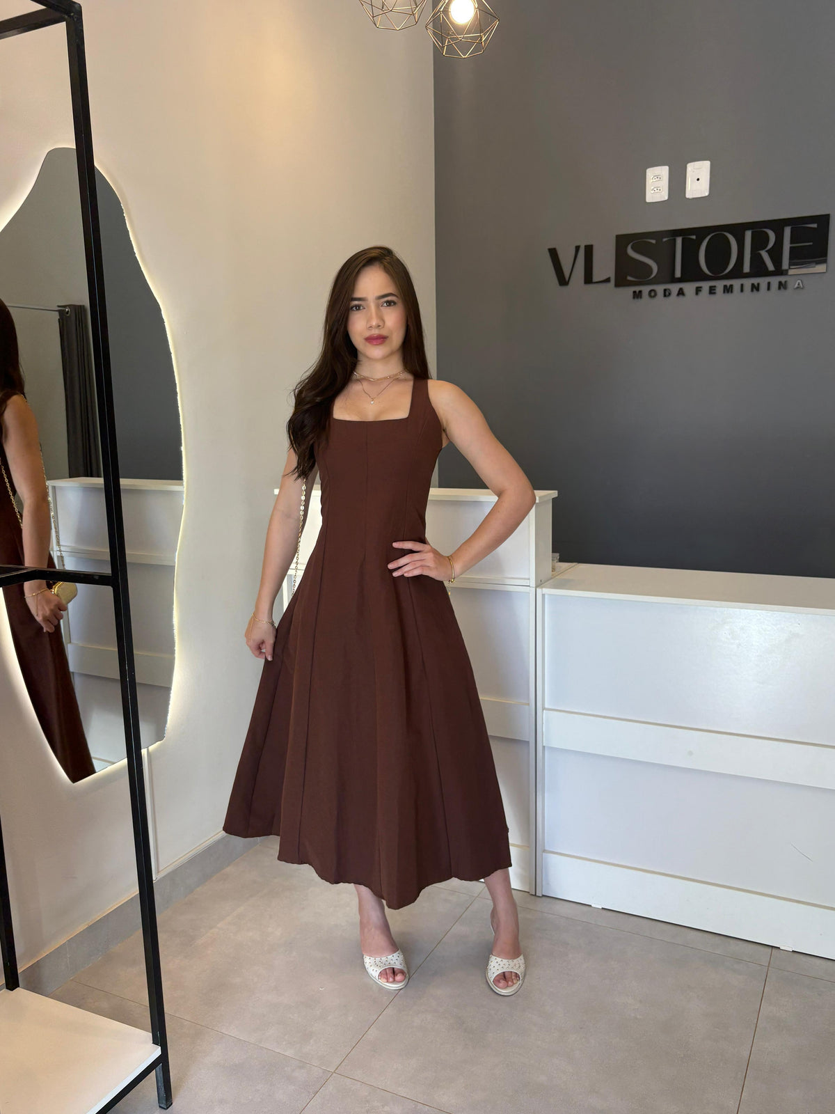 Vestido Midi Rodado Linho